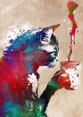 Cat and coffee