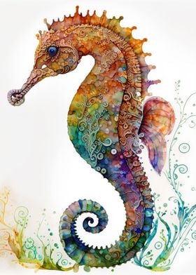 Watercolor seahorse 