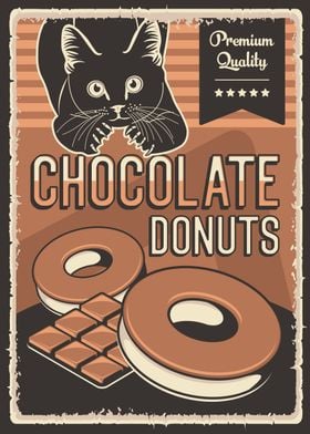 Chocolate donuts and cat