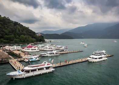 Oil Painting Sun Moon Lake