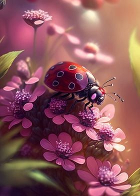 Small ladybug on flower