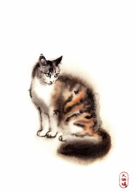 Japanese Cat Illustration