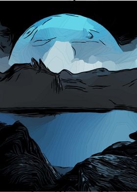 moon and lake