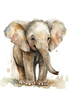 Baby Elephant Watercolor