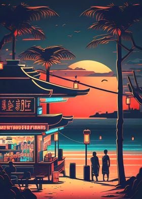 Neon Fantasy Sunset Kiosk