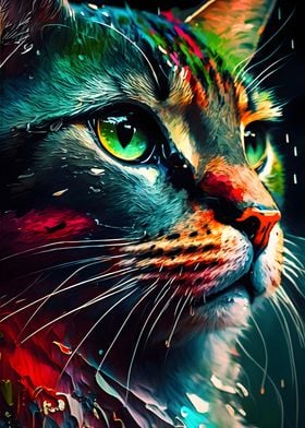 Lively Colored Cat Face