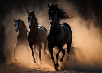 Beautiful horses running