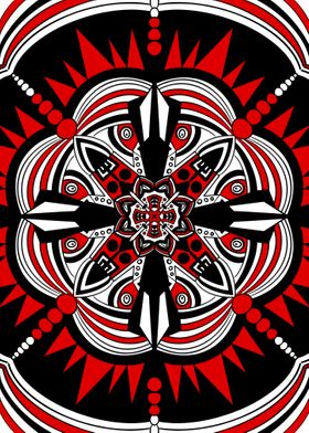 Mandala Red Black Flower