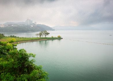 Oil Painting Sun Moon Lake