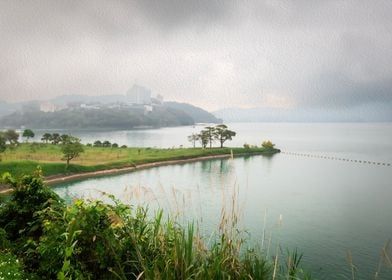 Oil Painting Sun Moon Lake