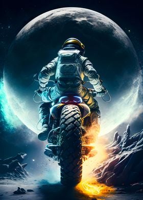 Moon Biker Astronaut