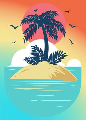 Palm Tree Sunset Ocean