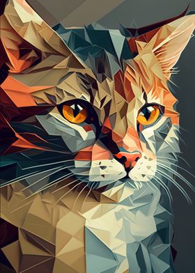 Gentle Cat Face Cubism