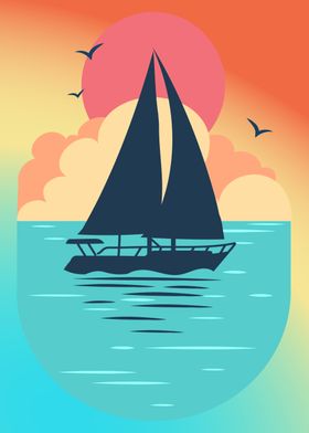 Sailboat Sunset Ocean