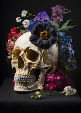 Skull and Flowers