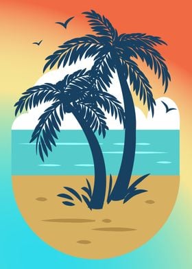 Palm Tree Sunset Beach