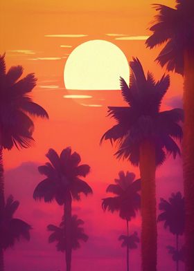 coconut tree and sunset