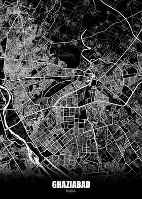 Ghaziabad India Dark Map