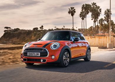 Orange Mini Cooper 