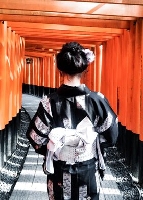 Black Kimono and Red Gates