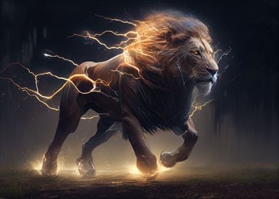 Lion and lightning