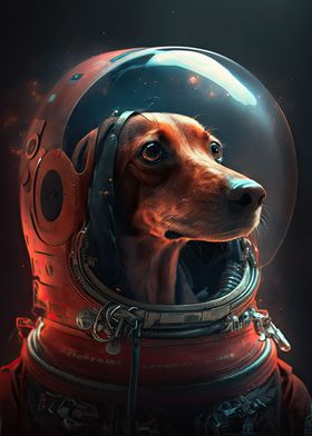 Red Dachshund Astronaut 