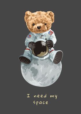 Cute bear toy in astronaut