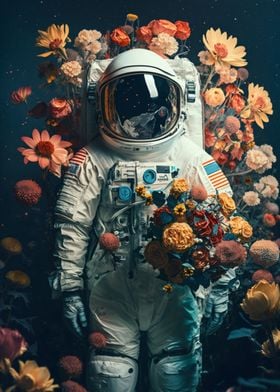 Astronaut in flowers