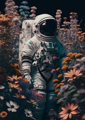 Astronaut in flowers