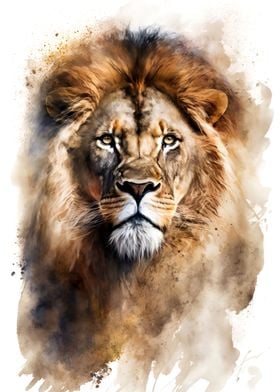 Lion in watercolor