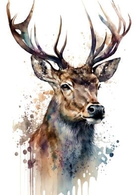 Deer in watercolor