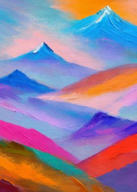 Colorful mountains paint