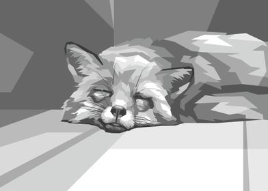 Gray Sleeping Wolf Popart