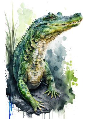 Crocodile in watercolor