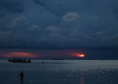 Dark Beach Sunset 