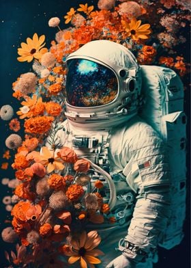 Cosmonaut in flowers