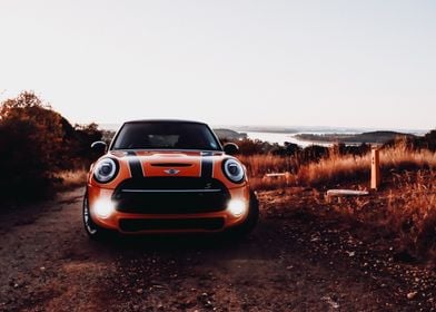 Orange Mini Cooper