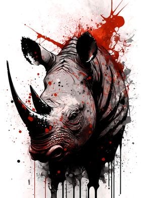 Rhinoceros Ink Painting