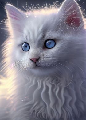 White cat under snow