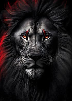 black wild angry lion