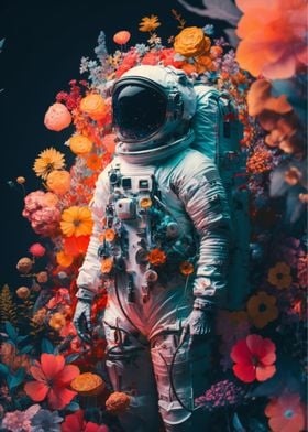 Astronaut in flowers