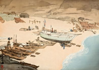 Ukiyo e Awa  Beach