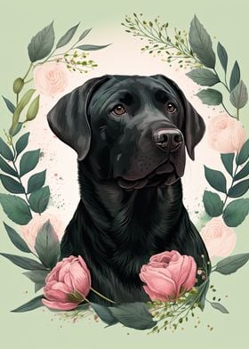 Labrador Floral Portrait