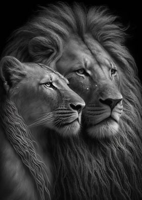 Lion Lioness Romantic Love