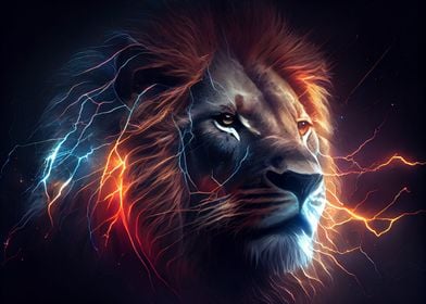 Lion and lightning