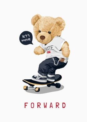 Bear toy on skateboard