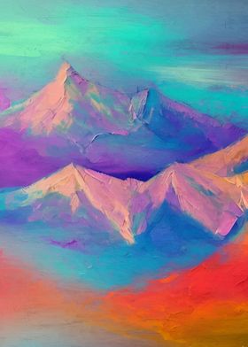 Colorful mountains paint