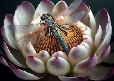 Dragonfly And Lotus