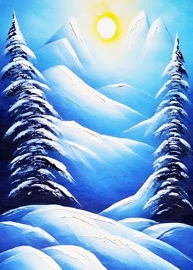 Winter scenery painting