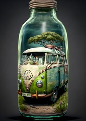 Green van in a bottle